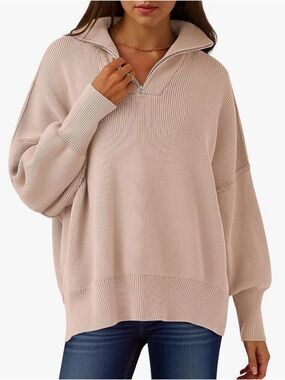 Women's Zip-Front Collared Sweater